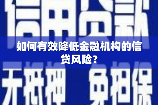 平武如何有效降低金融机构的信贷风险？
