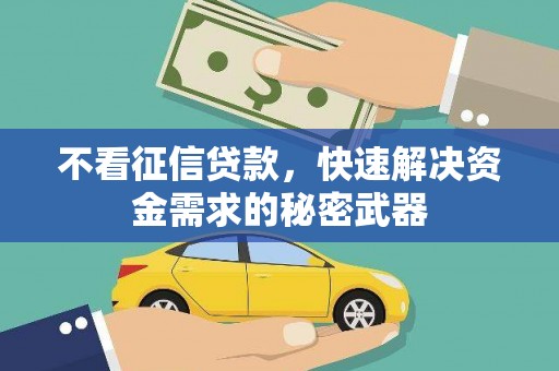 平武不看征信贷款，快速解决资金需求的秘密武器
